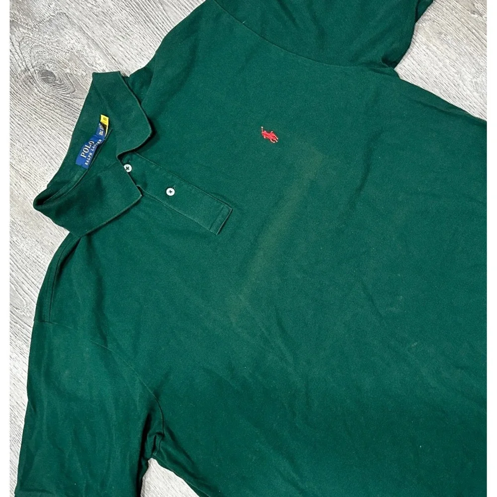 Polo Ralph‎ Lauren Polo Shirt Men's 2XLT Green Breathable Red Pony Casual Shirt